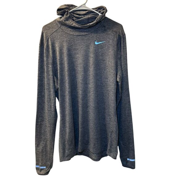 Nike Dri-Fit Running Long Sleeve Reflective Shirt Men's Medium Gray Thumbholes - Picture 1 of 6